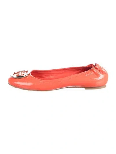 Pre-owned Tory Burch Patent Leather Ballet Flats In Orange
