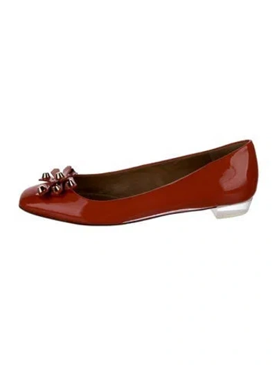Pre-owned Tory Burch Patent Leather Ballet Flats In Orange