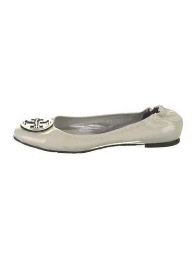 Pre-owned Tory Burch Patent Leather Ballet Flats In White