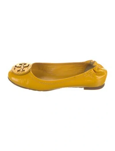 Pre-owned Tory Burch Patent Leather Ballet Flats In Yellow