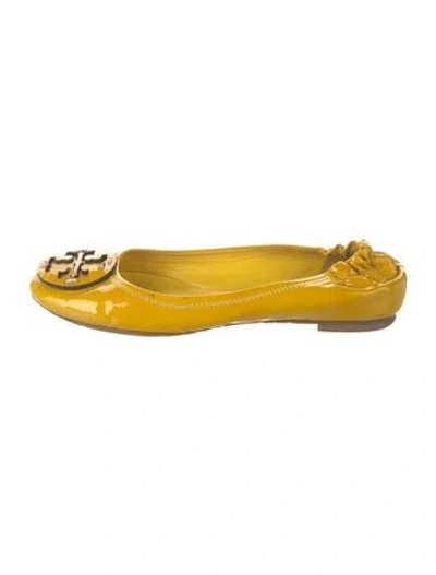 Pre-owned Tory Burch Patent Leather Ballet Flats In Yellow