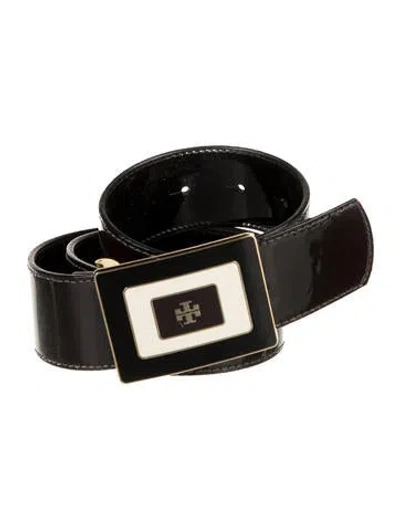 Pre-owned Tory Burch Patent Leather Belt In Black