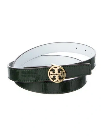 Pre-owned Tory Burch Patent Leather Belt In Green