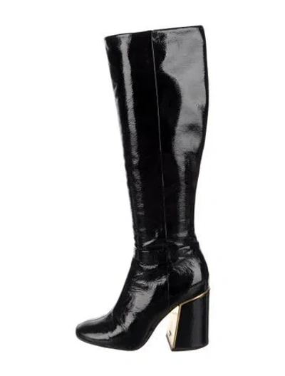 Pre-owned Tory Burch Patent Leather Boots In Black