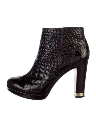 Pre-owned Tory Burch Patent Leather Boots In Blue