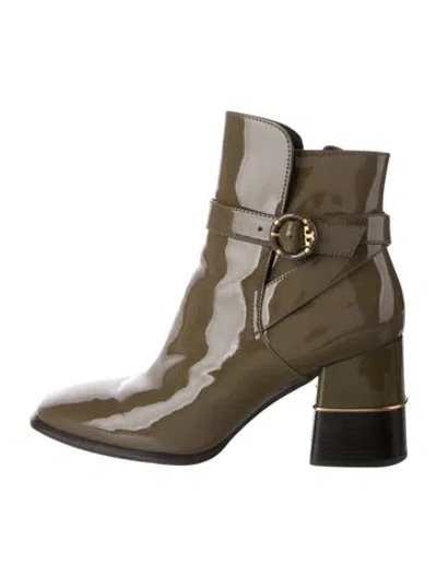 Pre-owned Tory Burch Patent Leather Boots In Green