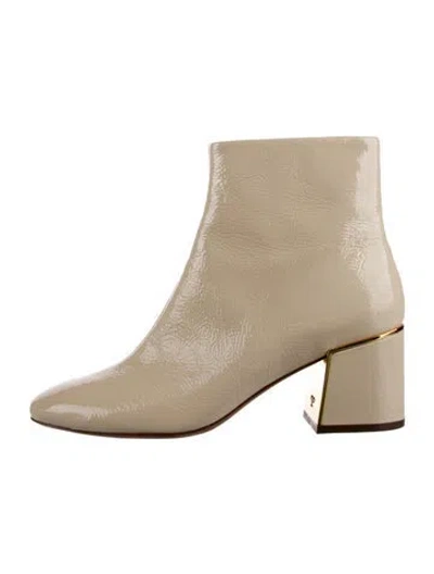 Pre-owned Tory Burch Patent Leather Boots In Neutral