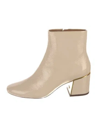 Pre-owned Tory Burch Patent Leather Boots In Neutral