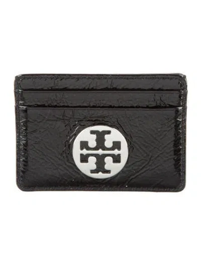 Pre-owned Tory Burch Patent Leather Card Holder In Black