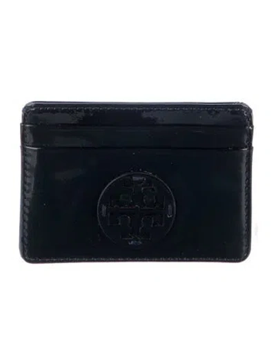 Pre-owned Tory Burch Patent Leather Card Holder In Blue
