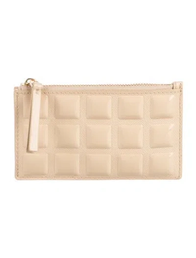 Pre-owned Tory Burch Patent Leather Card Holder In Neutrals