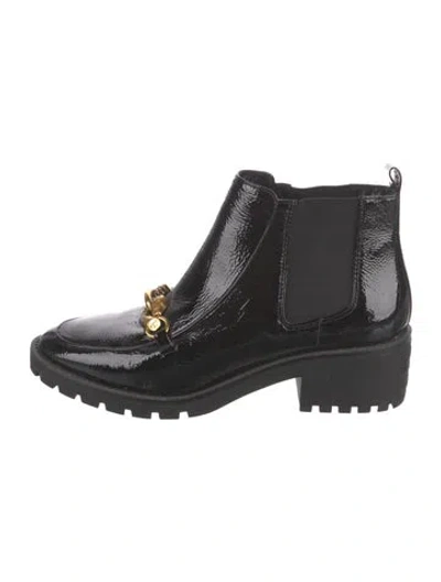 Pre-owned Tory Burch Patent Leather Chelsea Boots In Black