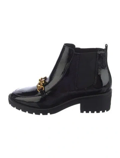 Pre-owned Tory Burch Patent Leather Chelsea Boots In Black
