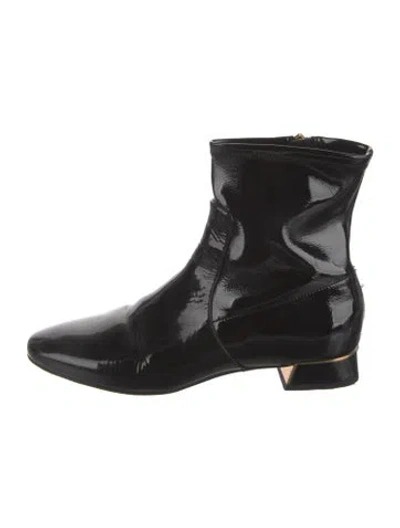 Pre-owned Tory Burch Patent Leather Chelsea Boots In Black/gold