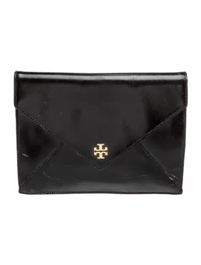 Pre-owned Tory Burch Patent Leather Clutch In Black