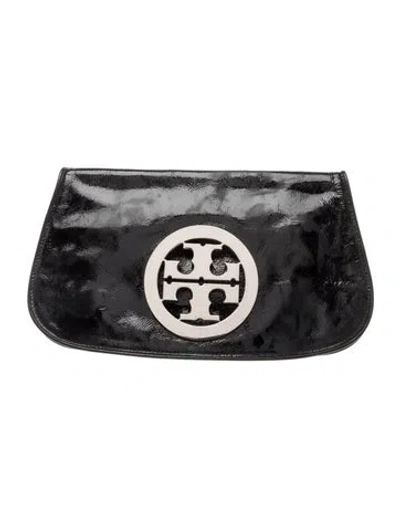 Pre-owned Tory Burch Patent Leather Clutch In Black