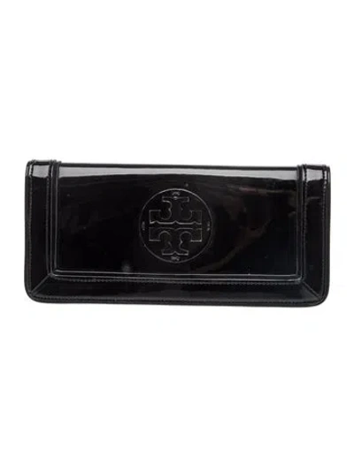 Pre-owned Tory Burch Patent Leather Clutch In Black