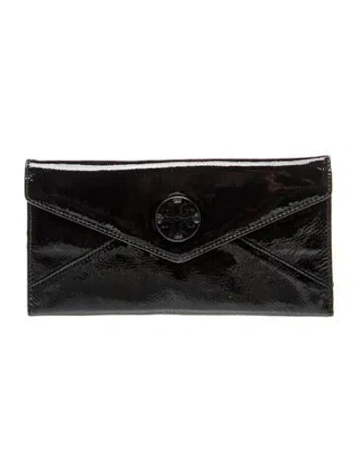 Pre-owned Tory Burch Patent Leather Clutch In Black