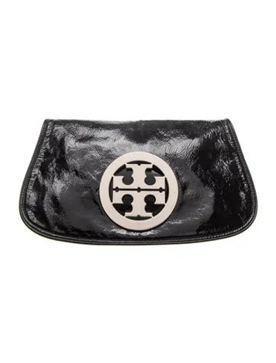 Pre-owned Tory Burch Patent Leather Clutch In Black