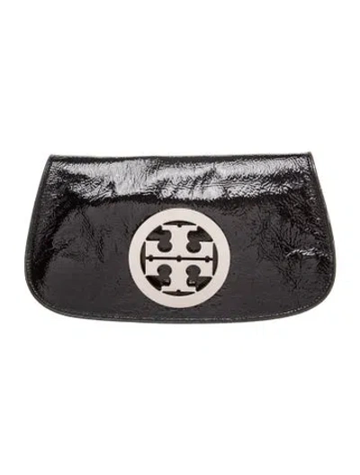 Pre-owned Tory Burch Patent Leather Clutch In Black