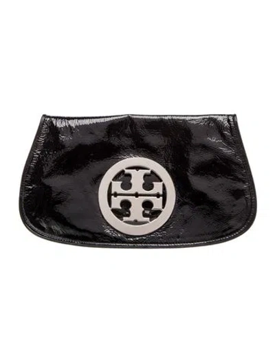 Pre-owned Tory Burch Patent Leather Clutch In Black