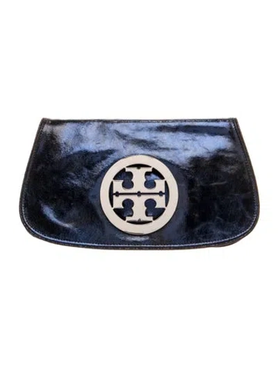 Pre-owned Tory Burch Patent Leather Clutch In Blue