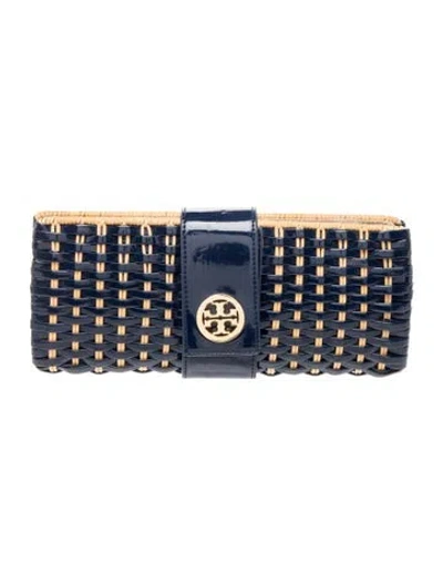Pre-owned Tory Burch Patent Leather Clutch In Blue