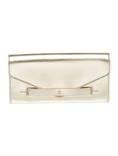 Pre-owned Tory Burch Patent Leather Clutch In Gold