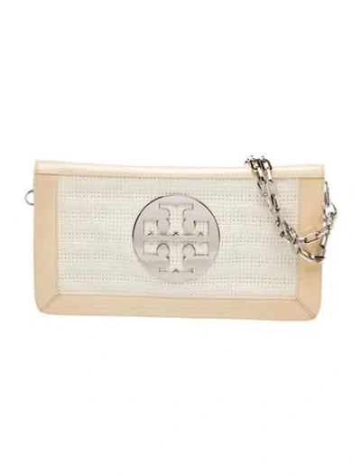 Pre-owned Tory Burch Patent Leather Clutch In Neutral