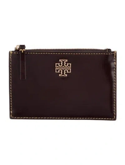 Pre-owned Tory Burch Patent Leather Coin Pouch In Brown
