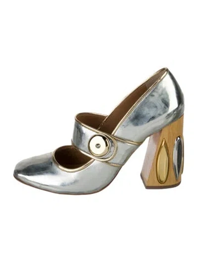 Pre-owned Tory Burch Patent Leather Colorblock Pattern Pumps