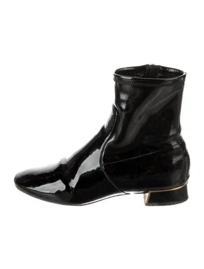 Pre-owned Tory Burch Patent Leather Combat Boots In Black