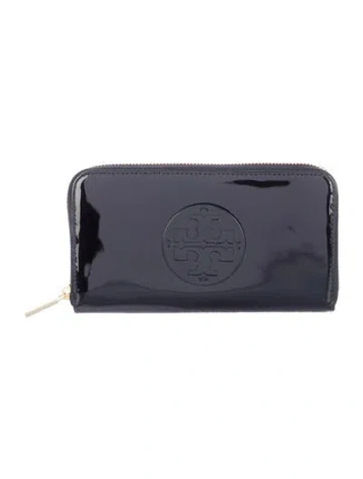 Pre-owned Tory Burch Patent Leather Continental Wallet In Black