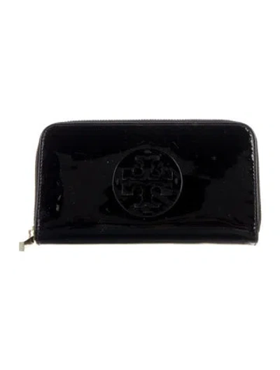 Pre-owned Tory Burch Patent Leather Continental Wallet In Black