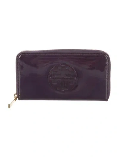 Pre-owned Tory Burch Patent Leather Continental Wallet In Purple