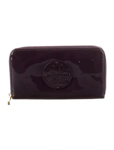 Pre-owned Tory Burch Patent Leather Continental Wallet In Purple