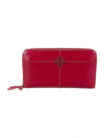 Pre-owned Tory Burch Patent Leather Continental Wallet In Red