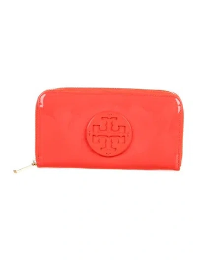 Pre-owned Tory Burch Patent Leather Continental Wallet In Red
