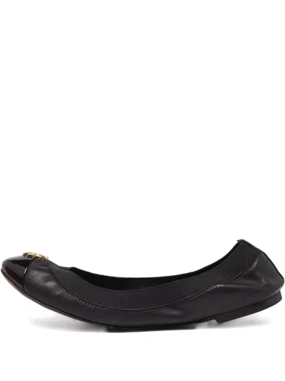 Pre-owned Tory Burch Patent Leather Emblem Flats