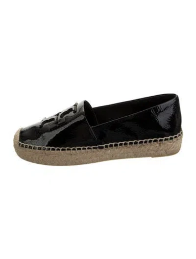 Pre-owned Tory Burch Patent Leather Espadrilles In Black