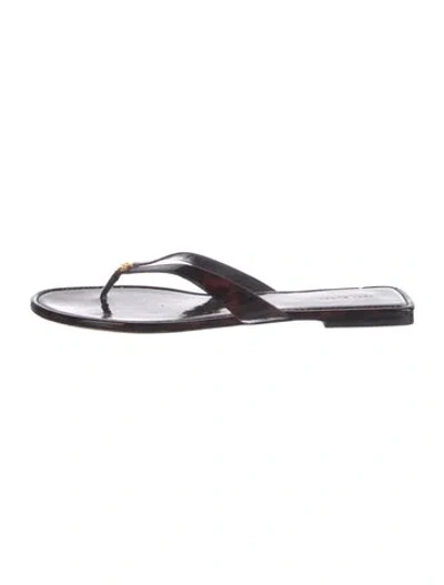 Pre-owned Tory Burch Patent Leather Flats In Black
