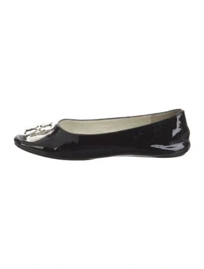 Pre-owned Tory Burch Patent Leather Flats In Black