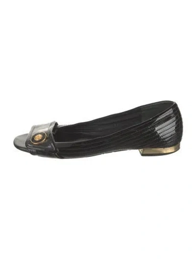 Pre-owned Tory Burch Patent Leather Flats In Black