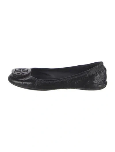 Pre-owned Tory Burch Patent Leather Flats In Blue