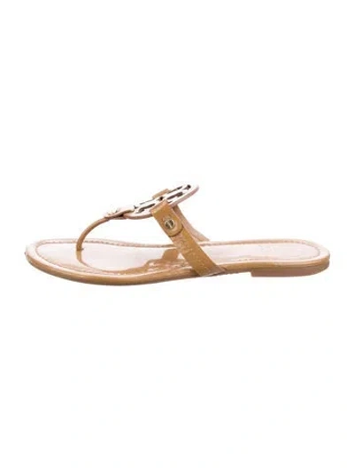 Pre-owned Tory Burch Patent Leather Flats In Neutral