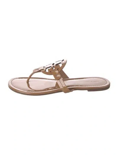 Pre-owned Tory Burch Patent Leather Flats In Neutral