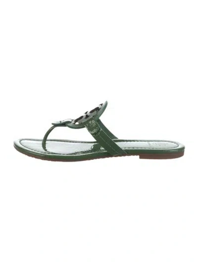 Pre-owned Tory Burch Patent Leather Flip Flops In Green