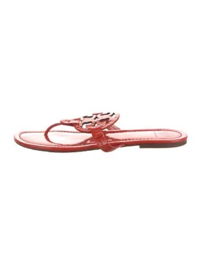 Pre-owned Tory Burch Patent Leather Flip Flops In Multi