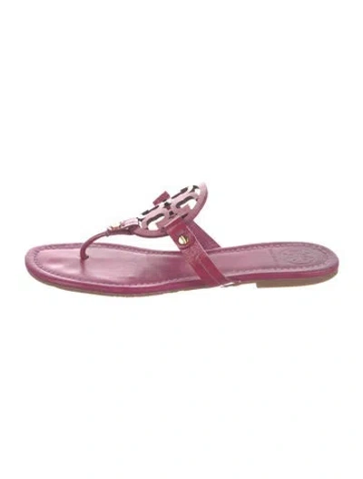 Pre-owned Tory Burch Patent Leather Flip Flops In Pink