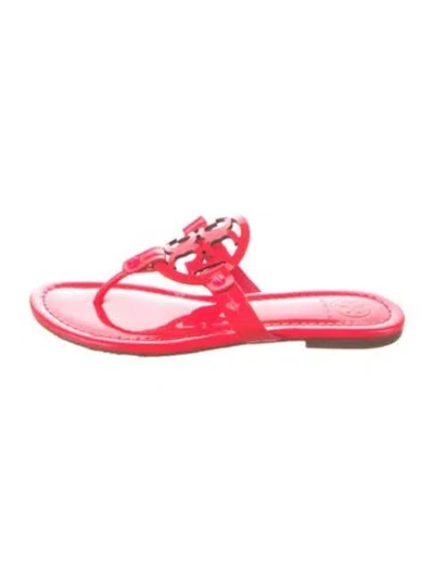 Pre-owned Tory Burch Patent Leather Flip Flops In Pink